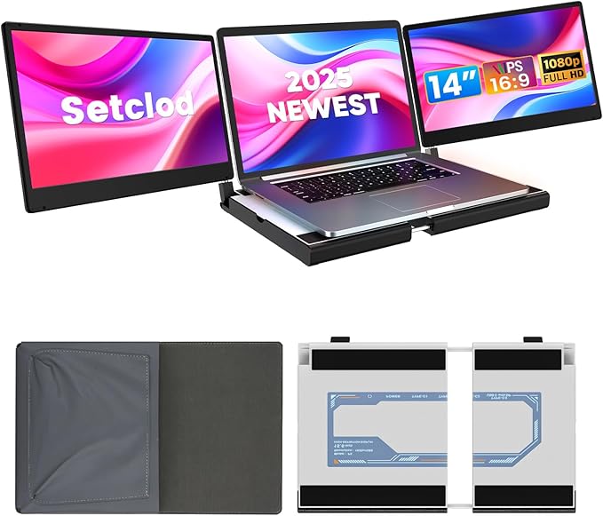 2025 Latest Laptop Screen Extender, 14" FHD 1080P Laptop Monitor Extender,Detachable Screen Extender with Heat Dissipation,Portable Triple Monitor for Laptop 13"-17",Compatible with Mac,Windows,Chrome